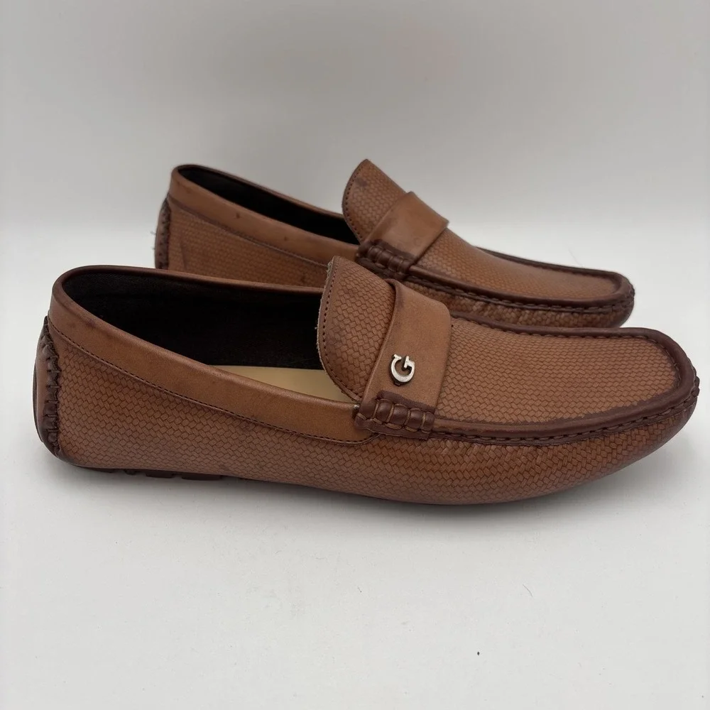 Guess Men's Driving Loafers Brown Size‎ 9.5 M Faux Leather Rubber Sole